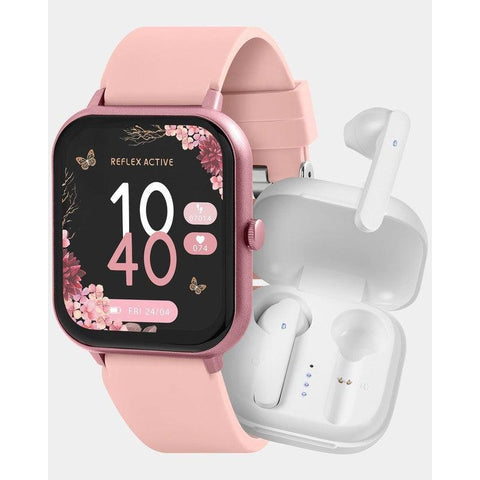 The Watch Boutique Series 17 Reflex Active Pink Smart Watch & True Wireless Sound Earbud Set