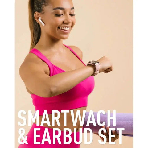 The Watch Boutique Series 17 Reflex Active Pink Smart Watch & True Wireless Sound Earbud Set