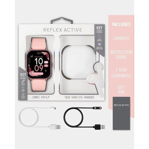 The Watch Boutique Series 17 Reflex Active Pink Smart Watch & True Wireless Sound Earbud Set