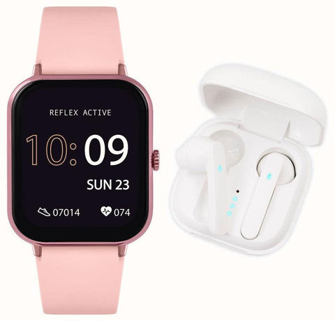 The Watch Boutique Series 17 Reflex Active Pink Smart Watch & True Wireless Sound Earbud Set