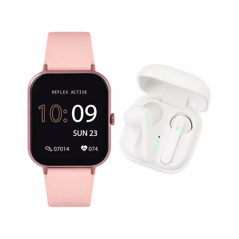 The Watch Boutique Series 17 Reflex Active Pink Smart Watch & True Wireless Sound Earbud Set
