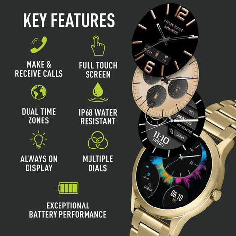 The Watch Boutique Series 31 Reflex Active Amoled Gold Steel Bracelet Smart Watch