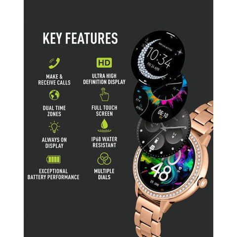 The Watch Boutique Series 41 Reflex Active Amoled Stone Set Rose Gold Smart Calling Watch