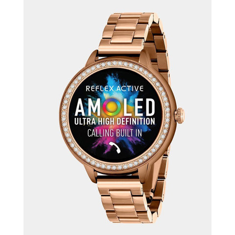 The Watch Boutique Series 41 Reflex Active Amoled Stone Set Rose Gold Smart Calling Watch