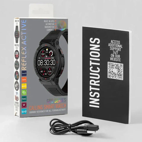 The Watch Boutique Series 43 Reflex Active Black Silicone GPS Sports Smart Calling Watch