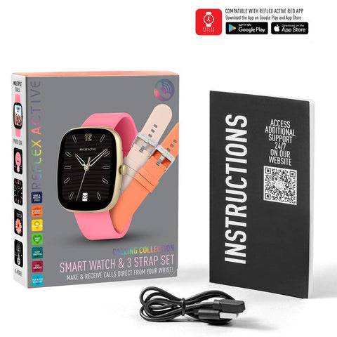 The Watch Boutique Series 50 Reflex Active Pink Smart Calling Watch Interchangeable Set