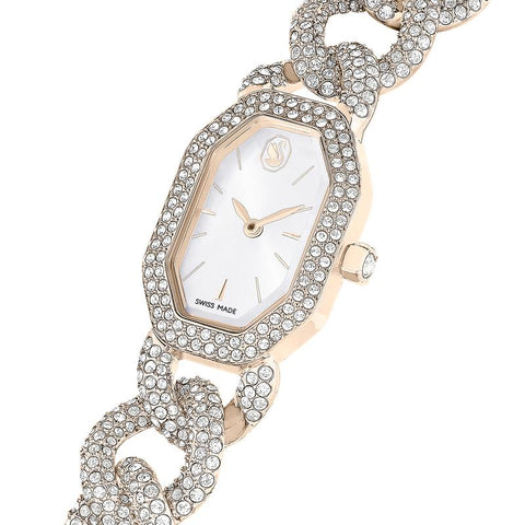 Swarovski Dextera Chain White Champagne Gold-Tone Finish Swiss Made Watch