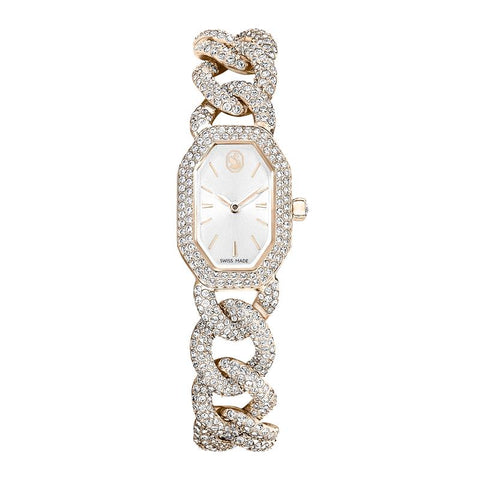 Swarovski Dextera Chain White Champagne Gold-Tone Finish Swiss Made Watch