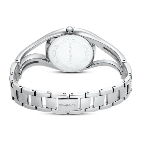Swarovski Hyperbola Bangle Silver Tone Stainless Steel Swiss Made Watch
