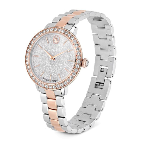 Swarovski Matrix 3-Link Swiss Made Rose Gold Tone Watch