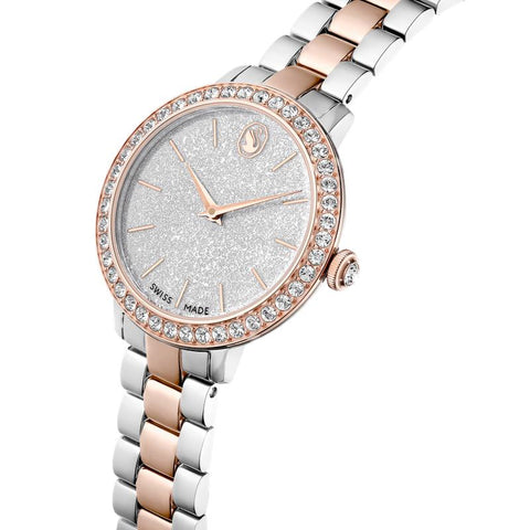 Swarovski Matrix 3-Link Swiss Made Rose Gold Tone Watch