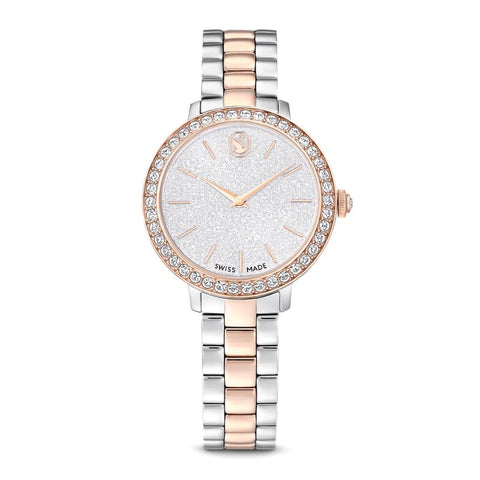 Swarovski Matrix 3-Link Swiss Made Rose Gold Tone Watch