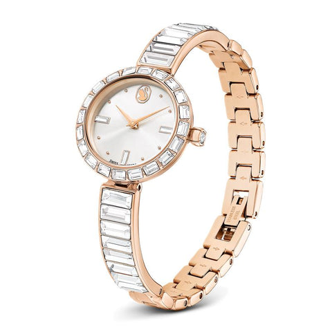 Swarovski Matrix Bangle Swiss Made White Rose Gold Watch