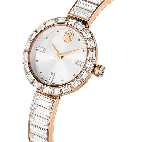 Swarovski Matrix Bangle Swiss Made White Rose Gold Watch