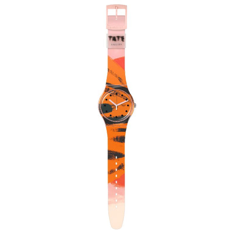 The Watch Boutique Swatch BARNS-GRAHAM'S ORANGE AND RED ON PINK Watch SUOZ362