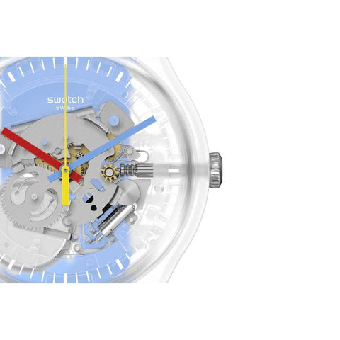 The Watch Boutique Swatch CLEARLY BLUE STRIPED Watch SUOK156