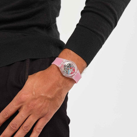 The Watch Boutique Swatch CLEARLY RED STRIPED Watch GE292