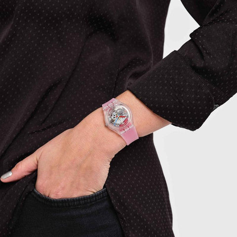 The Watch Boutique Swatch CLEARLY RED STRIPED Watch GE292