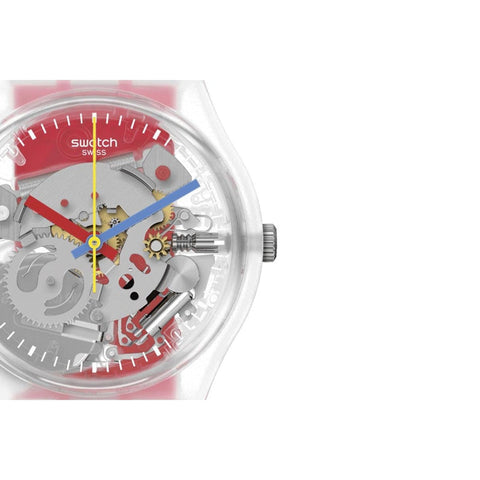 The Watch Boutique Swatch CLEARLY RED STRIPED Watch GE292