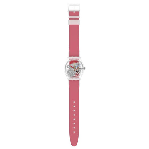 The Watch Boutique Swatch CLEARLY RED STRIPED Watch GE292