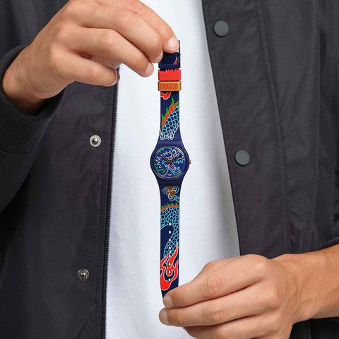 The Watch Boutique Swatch DRAGON IN WAVES Watch SO28Z125