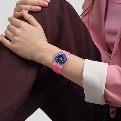 The Watch Boutique Swatch NEON PINK PODIUM Watch SO28K111