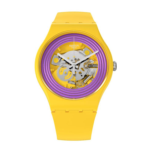 The Watch Boutique Swatch PURPLE RINGS YELLOW Watch SO29J100