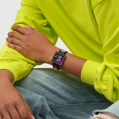 The Watch Boutique Swatch Pierced Edge Black Bioceramic Watch SO34B100