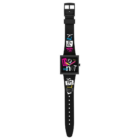 The Watch Boutique Swatch Pierced Edge Black Bioceramic Watch SO34B100