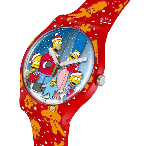 The Watch Boutique Swatch THE SIMPSONS COLLECTION WONDROUS WINTER WONDERLAND Watch SUOZ361