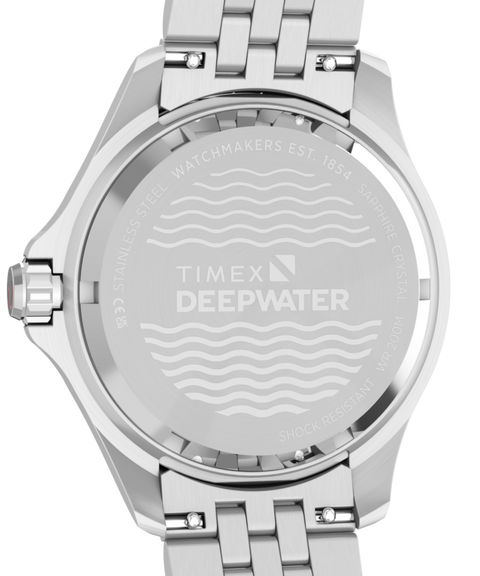 Timex Deepwater Meridian 200 Automatic GMT Stainless Steel Bracelet Watch Blue Dial