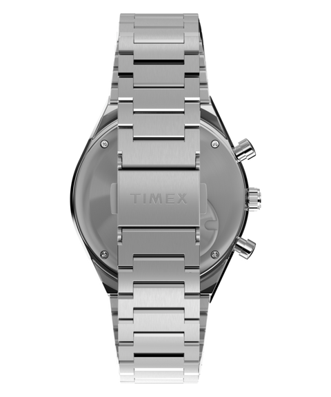 Timex Q Timex Chronograph Stainless Steel Bracelet Watch Green Dial