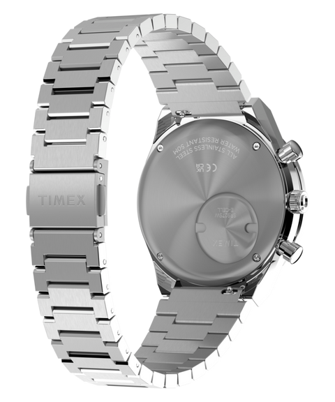 Timex Q Timex Chronograph Stainless Steel Bracelet Watch Green Dial