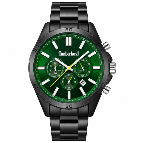 The Watch Boutique Timberland Black Steel Green Dial Chronograph Men's Watch