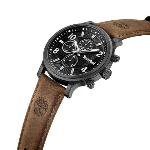 The Watch Boutique Timberland Henniker II Multifunction Brown Leather Strap Watch