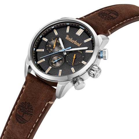 The Watch Boutique Timberland Henniker II Multifunction Brown Leather Strap Watch