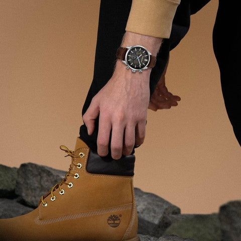 The Watch Boutique Timberland Henniker II Multifunction Brown Leather Strap Watch