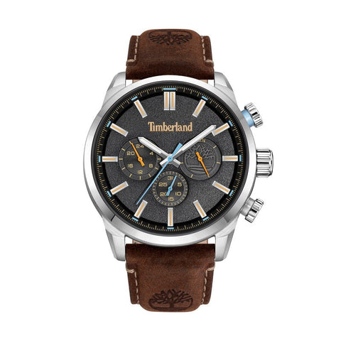 The Watch Boutique Timberland Henniker II Multifunction Brown Leather Strap Watch
