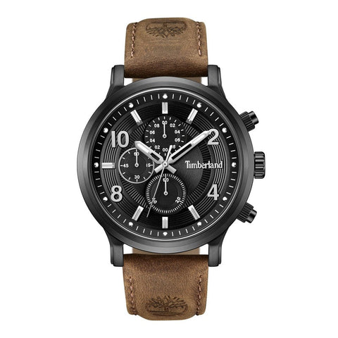 The Watch Boutique Timberland Henniker II Multifunction Brown Leather Strap Watch