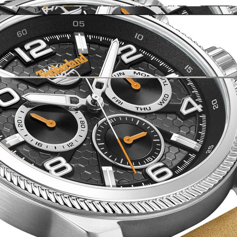 The Watch Boutique Timberland Henniker II Multifunction Tan Leather Strap Watch