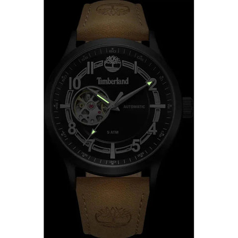 The Watch Boutique Timberland Langerbuck Automatic Brown Leather Strap Watch