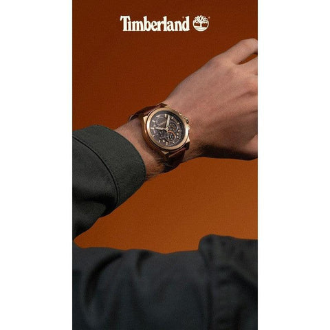 The Watch Boutique Timberland Multifunction Brown Leather Strap Watch