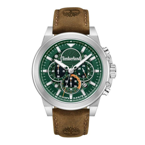 The Watch Boutique Timberland Multifunction Dark Brown Leather Strap Watch