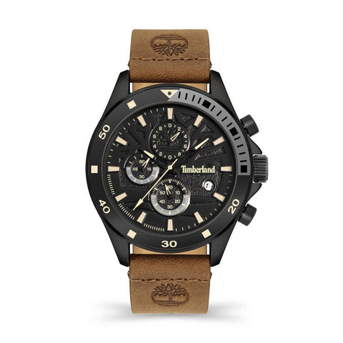 The Watch Boutique Timberland Wakeda Multifunction Brown Leather Strap Watch