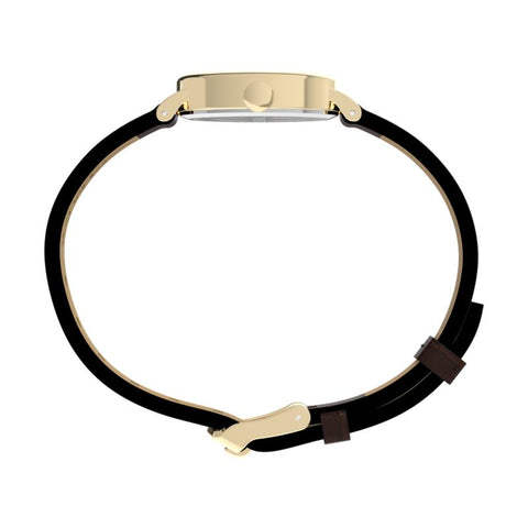 The Watch Boutique Timex Cavatina Leather Strap Watch White Gold-Tone Brown