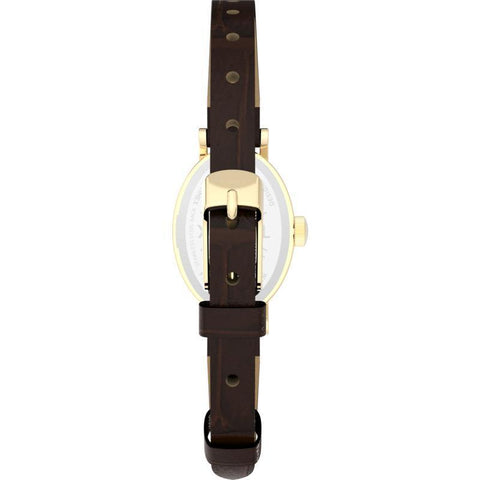 The Watch Boutique Timex Cavatina Leather Strap Watch White Gold-Tone Brown