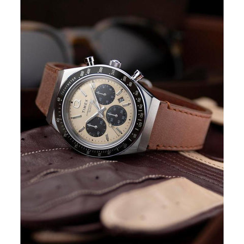 The Watch Boutique Timex Chronograph Leather Strap Watch