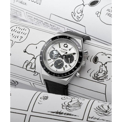 The Watch Boutique Timex Chronograph Peanuts Snoopy Leather Strap Watch