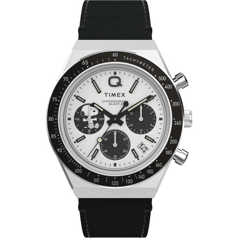 The Watch Boutique Timex Chronograph Peanuts Snoopy Leather Strap Watch