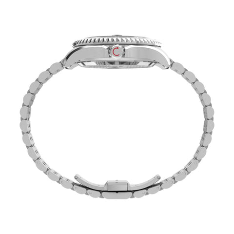 The Watch Boutique Timex Deepwater Meridian 200 Automatic GMT Stainless Steel Bracelet Black Dial Watch